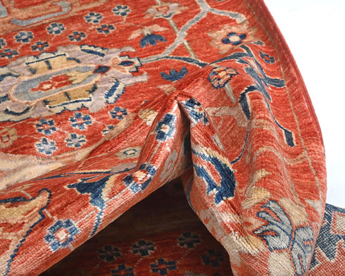 12 Ft Rust Aryana Afghan Hand Knotted Veg Dye Wool Runner Rug